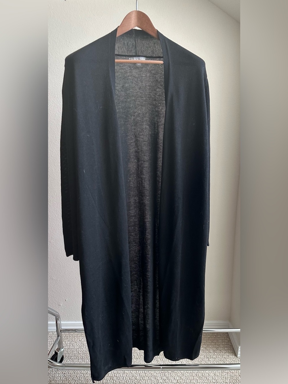 Jessica London Black Longline Open-Front Women’s Maxi Cardigan